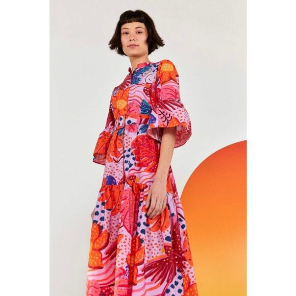 NWOT Farm Rio Lilac Colorful Party Belted Midi Dress Women's Size S - Picture 8 of 14